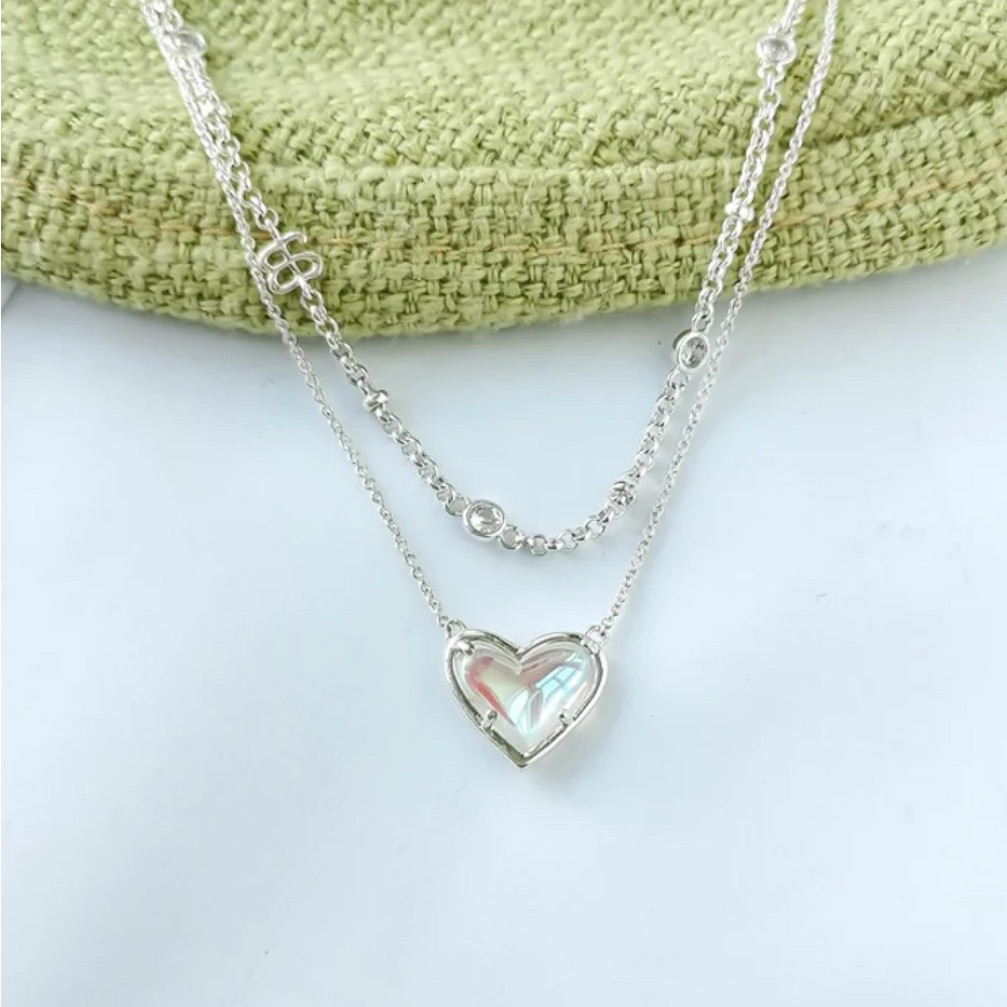 Alicia Bonnie In Love Necklace Dichroic Glass Silver New 30$